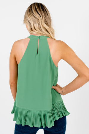 Women's Green Keyhole Back Boutique Tank Tops