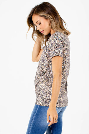 Taupe Brown Soft Material Boutique Tops for Women