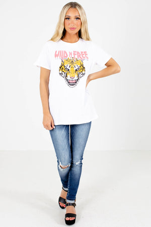 White Casual Everyday Boutique Graphic T-Shirts for Women