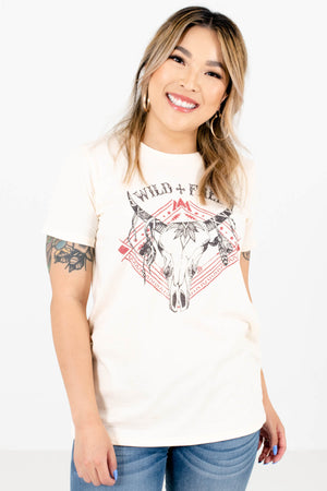 Cream Classic T-Shirt Fit Boutique Graphic Tees for Women