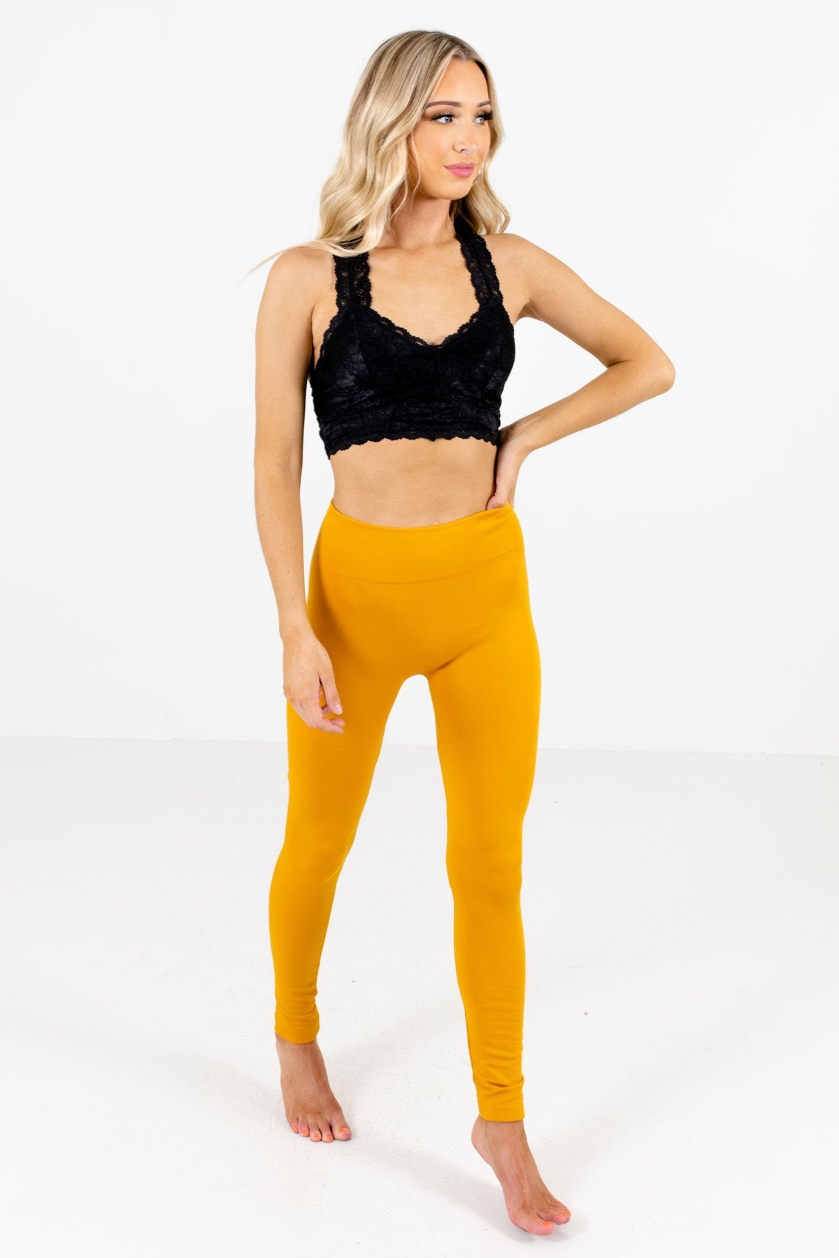 Women���s Mustard Yellow High-Quality Material Boutique Leggings