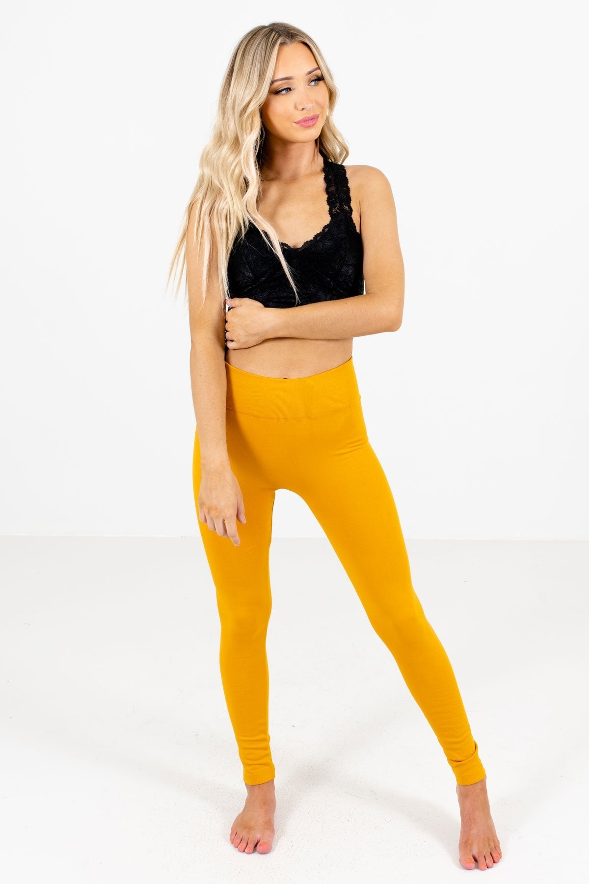 Mustard Yellow Cute and Comfortable Boutique Leggings for Women