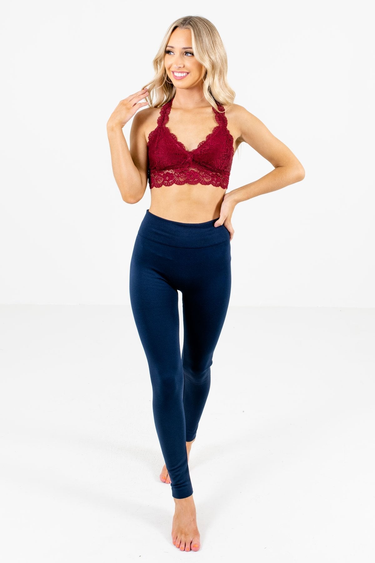 Women���s Navy Blue High-Quality Material Boutique Leggings