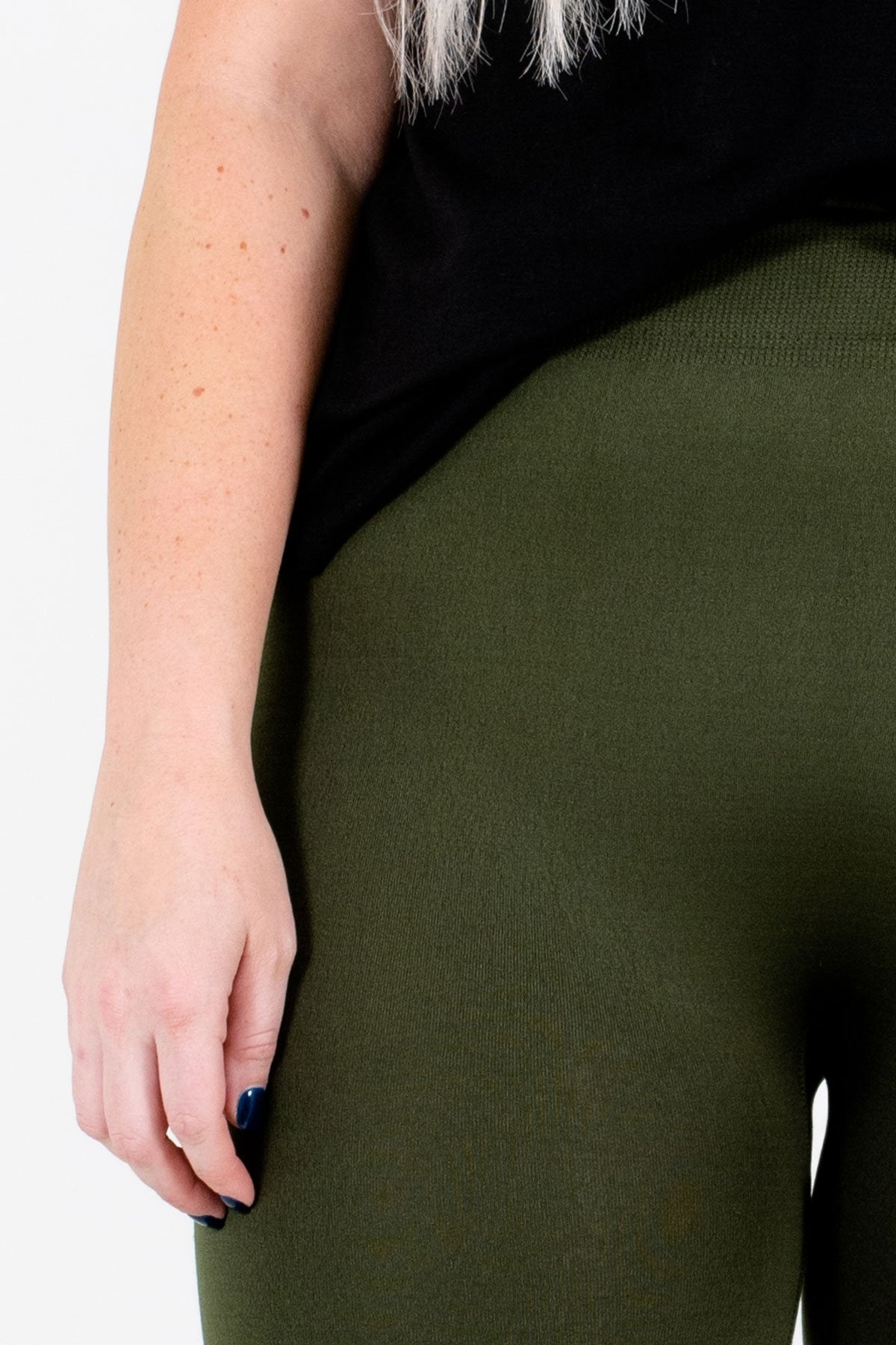 Women's Olive Green Fleece-Lined Boutique Leggings