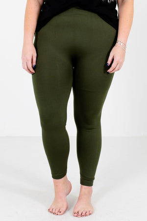 Women's Olive Green Warm and Cozy Boutique Leggings