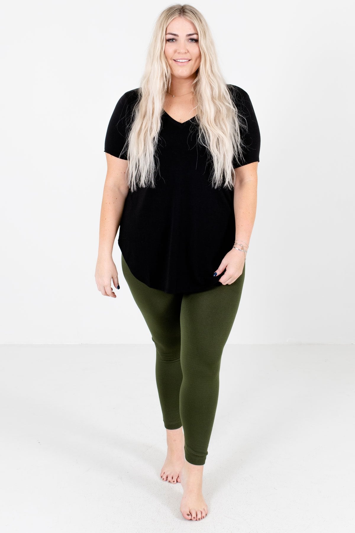 Olive Green Soft High-Quality Boutique Leggings for Women