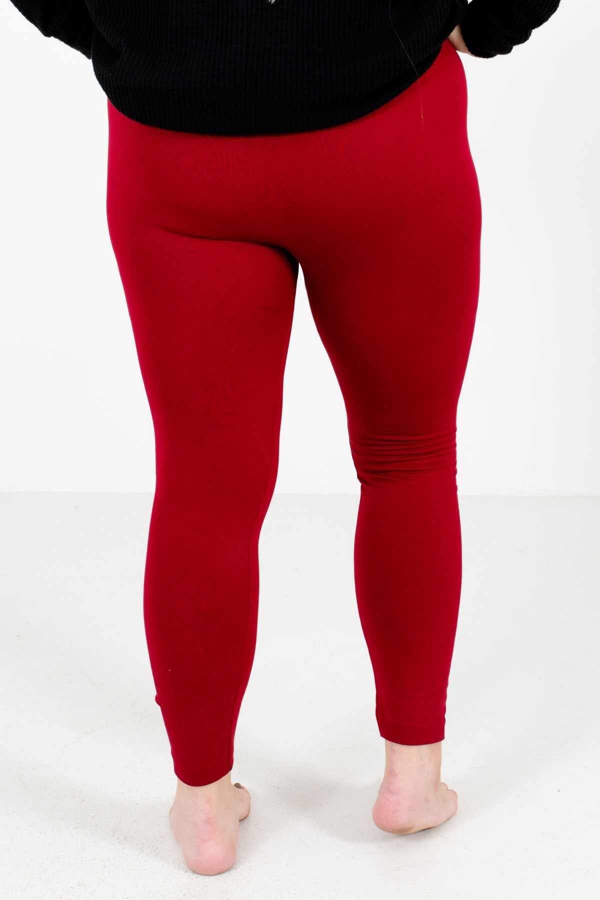 Leggings - Women's Solid Color Full Length Fleece Winter Leggings Plus Size