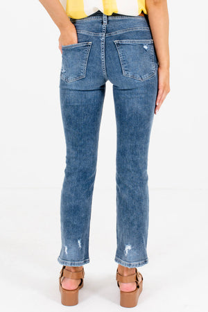 Women's Medium Wash Blue Denim Boutique Jeans with Pockets