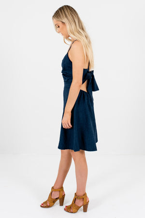 Navy Blue V-Neckline Style Boutique Mini Dresses for Women