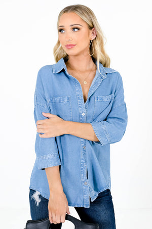 Blue Cute and Comfortable Boutique Tops for Women