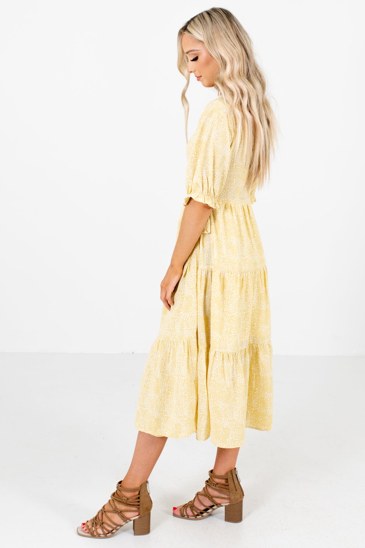 Yellow Cute and Comfortable Boutique Midi Dresses for Women