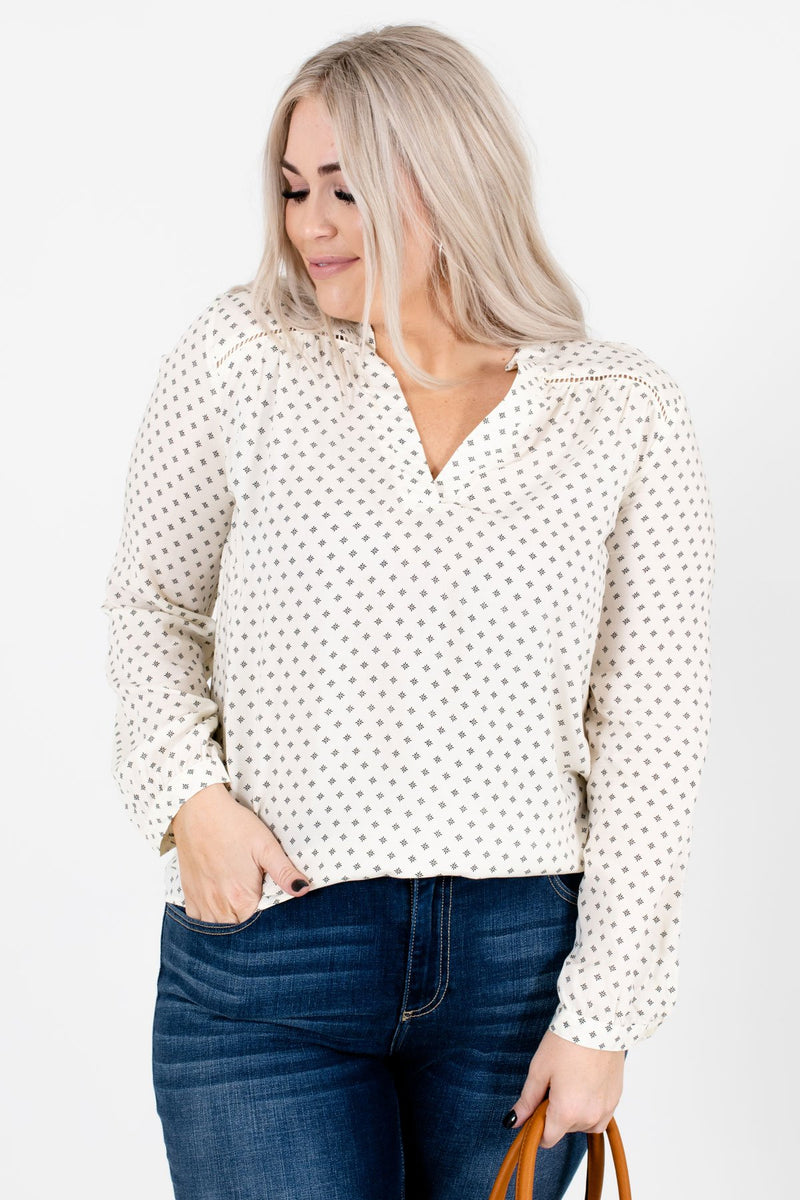 Work It Cream Patterned Blouse