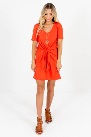 Women's Orange Semi-Stretchy Boutique Mini Dress