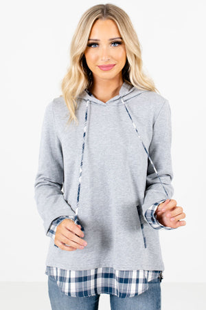 Women's Gray Thick High-Quality Boutique Hoodies