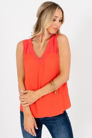 Bright Orange Textured Tank Tops Affordable Online Boutique