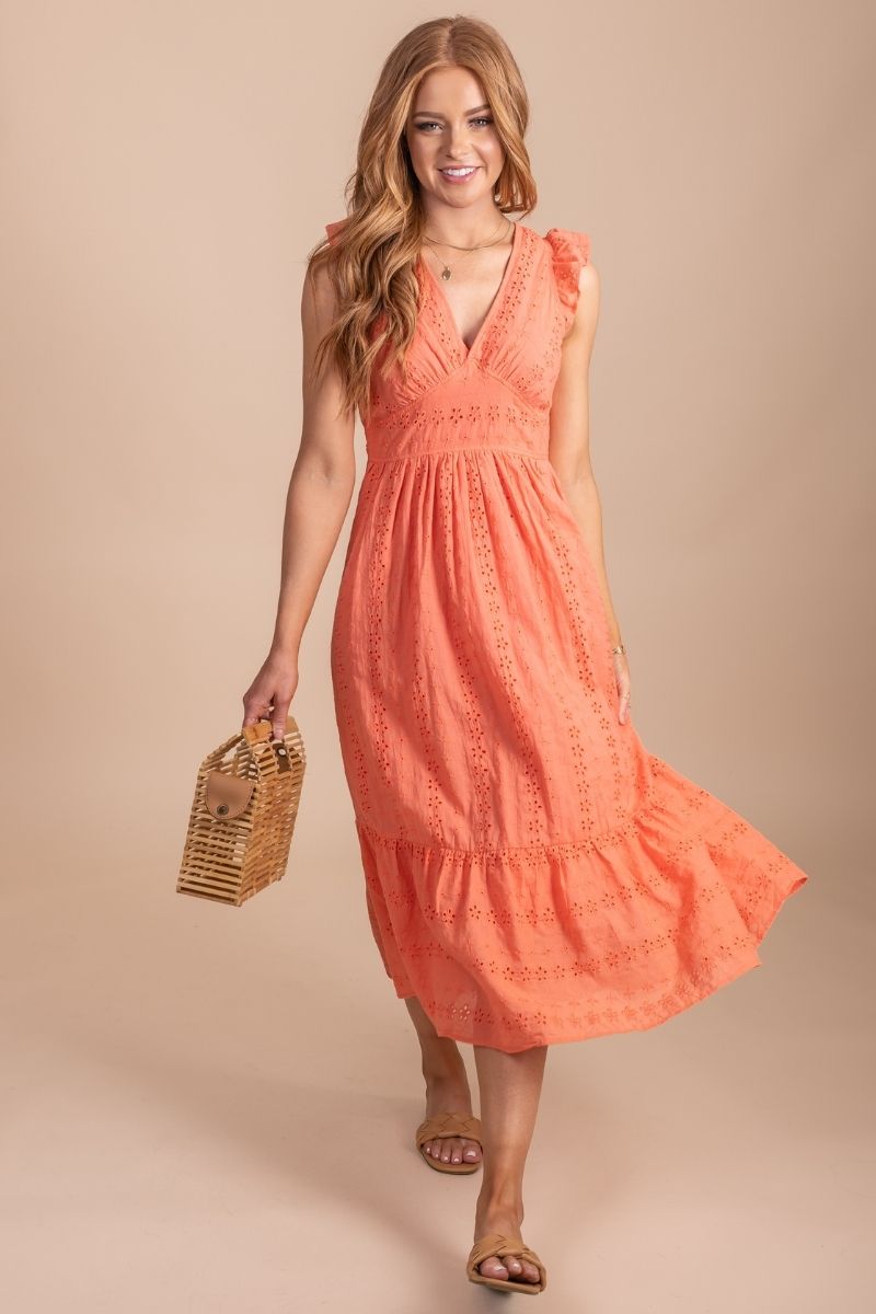 Cute boutique women's dress with eyelet detail