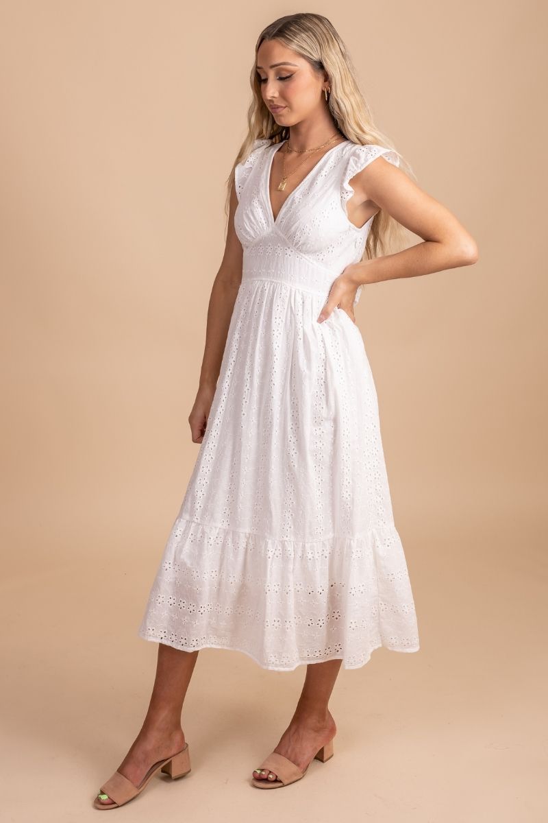 White midi dress with tight bodice