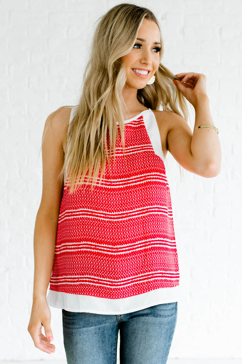 You Inspire Me Red Patterned Tank