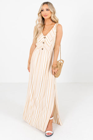 Taupe Brown Cute and Comfortable Boutique Maxi Dresses for Women