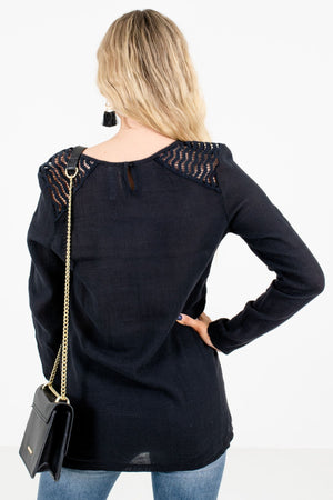 Women’s Black Long Sleeve Boutique Tops