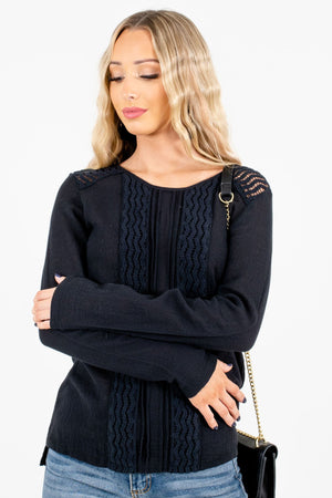 Women’s Black Casual Everyday Boutique Tops