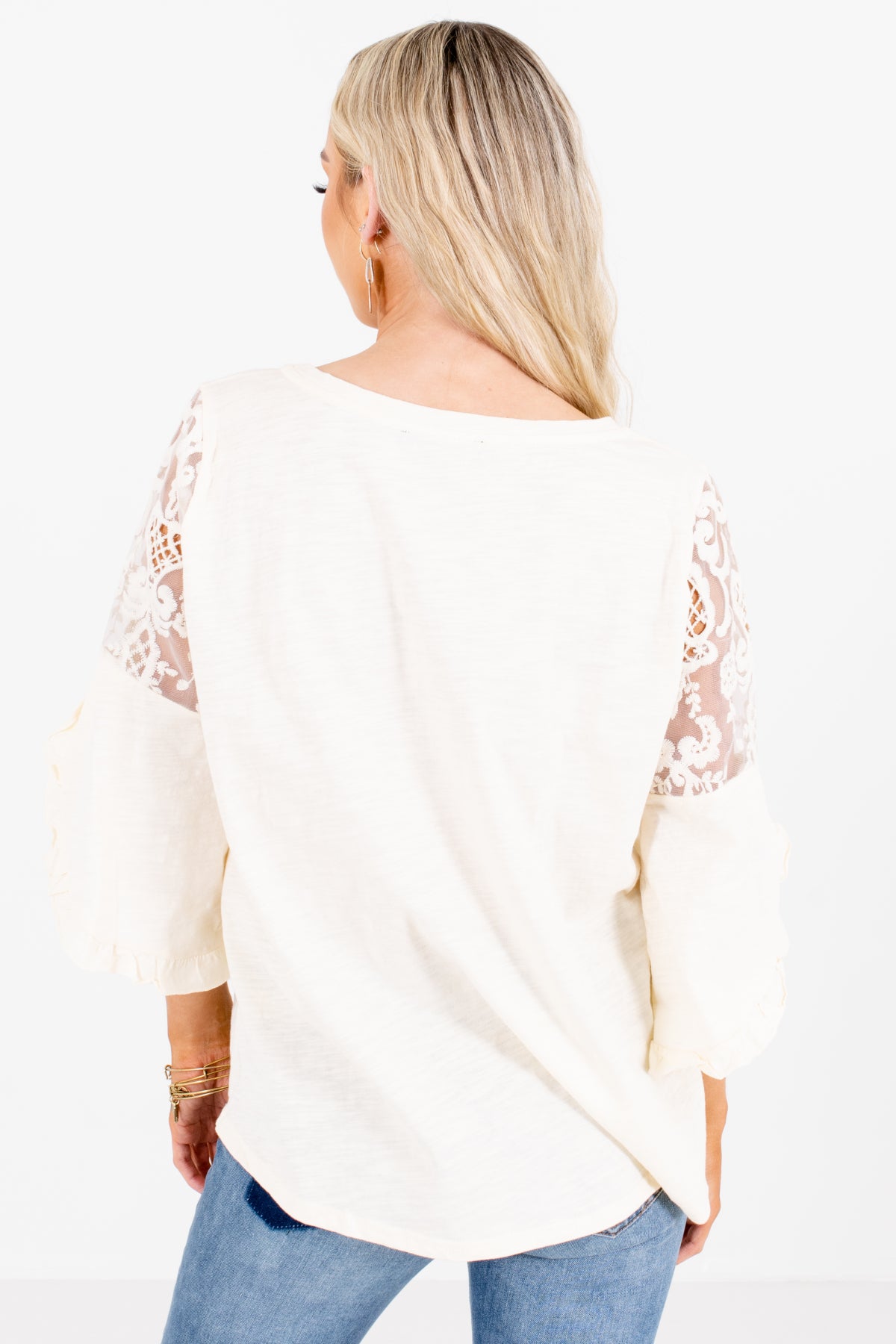 Women's Cream Bell Sleeve Style Boutique Blouse