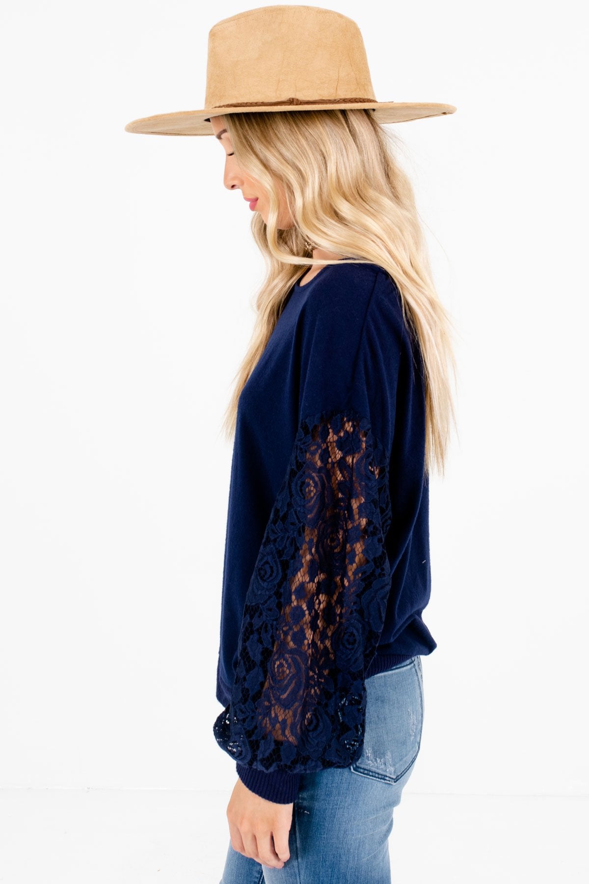 Navy Blue Soft High-Quality Material Boutique Tops for Women