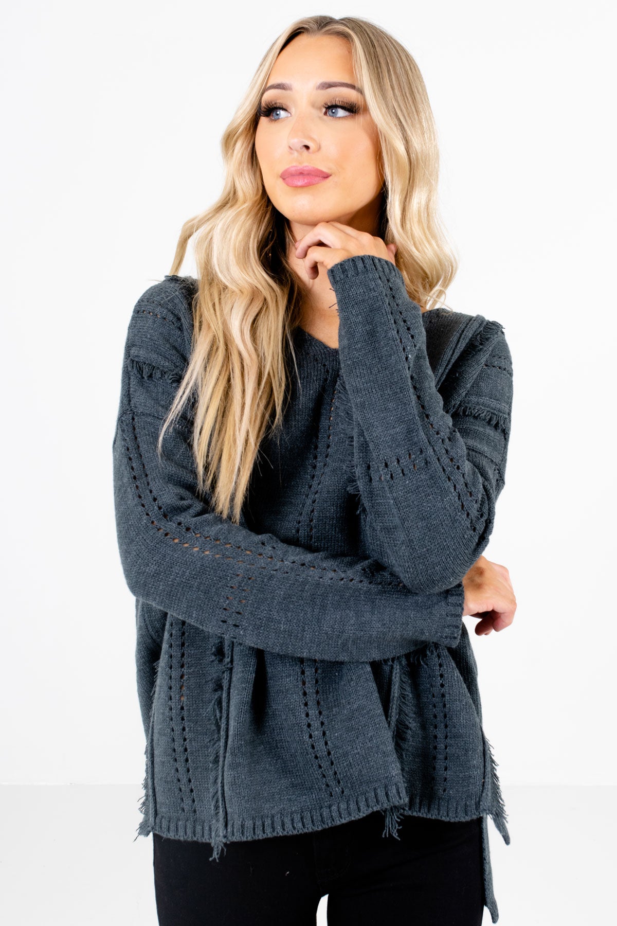 Gray Warm and Cozy Boutique Sweaters for Women
