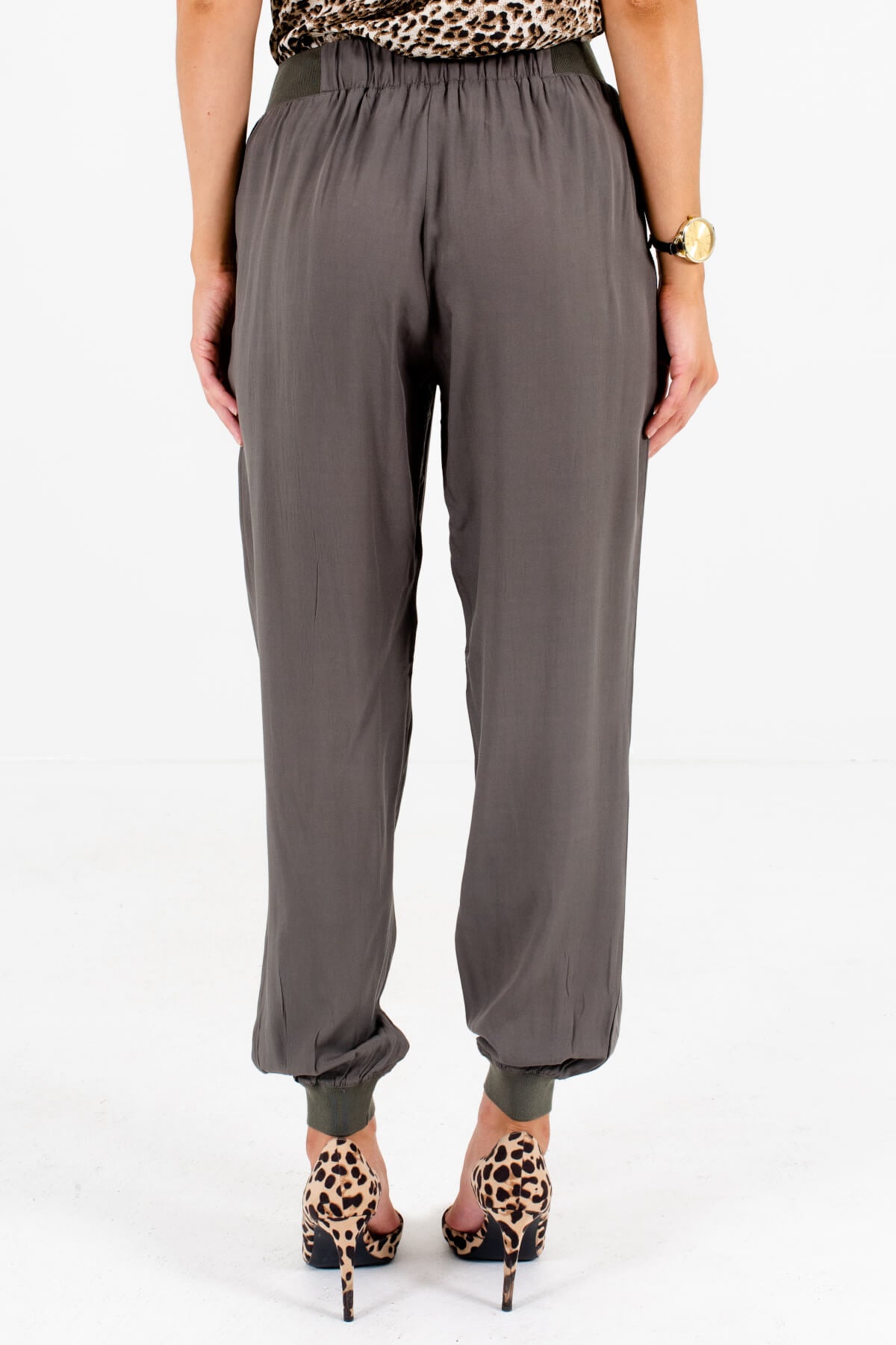 Women's Olive Green Boutique Pants with Pockets