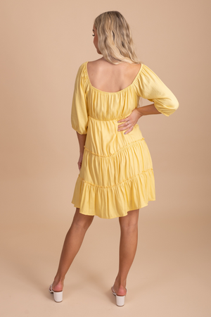 tiered yellow mini dress