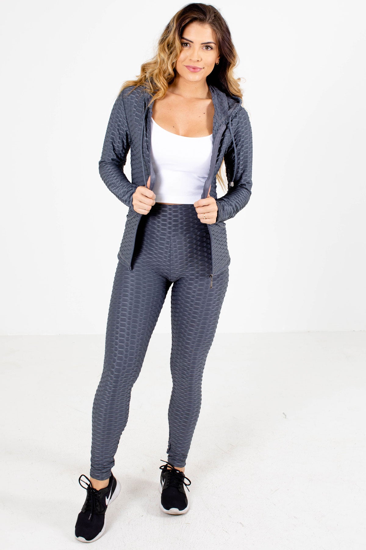 Women's Athletic Jacket and Legging Set in Gray