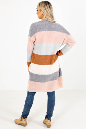 Striped Cardigan For Women in Multicolor.