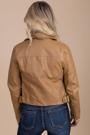boutique women's fall leather jacket