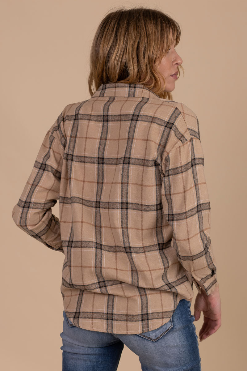 women's plaid long sleeve shirt
