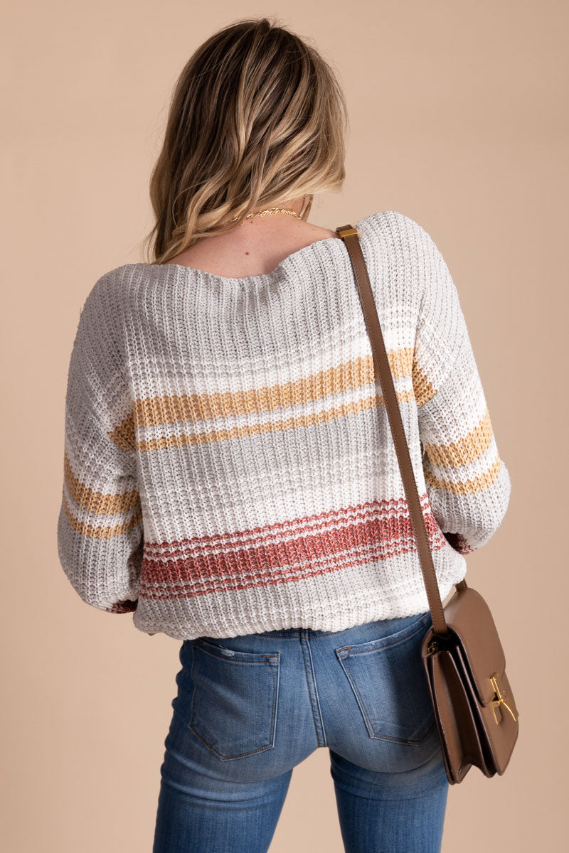 women's fall striped knit sweater
