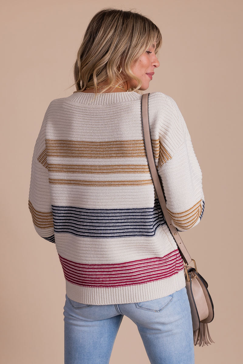 boutique women's pullover striped sweater