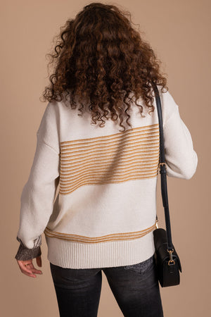 mustard striped sweater for back to school