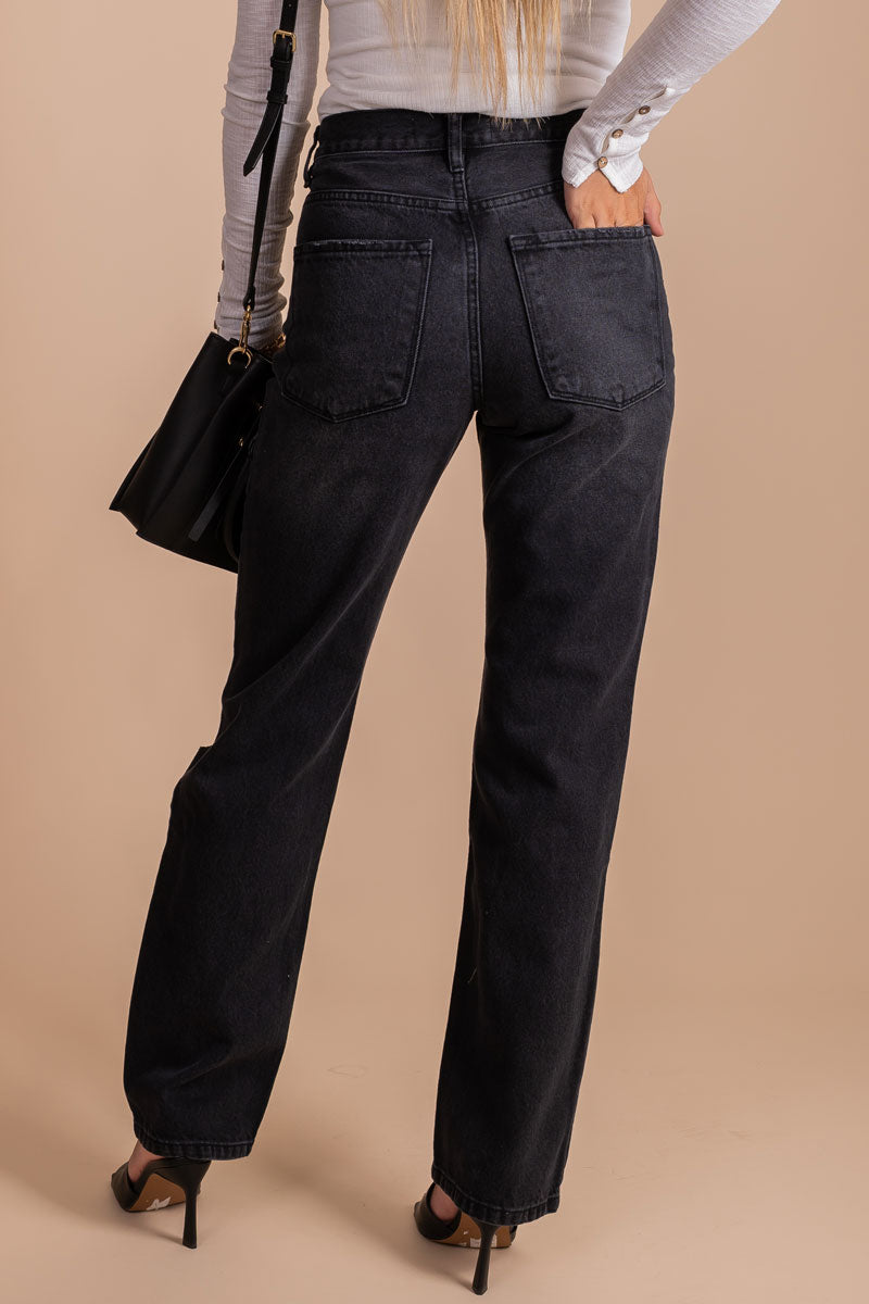 boutique black distressed kancan denim jeans for spring and summer
