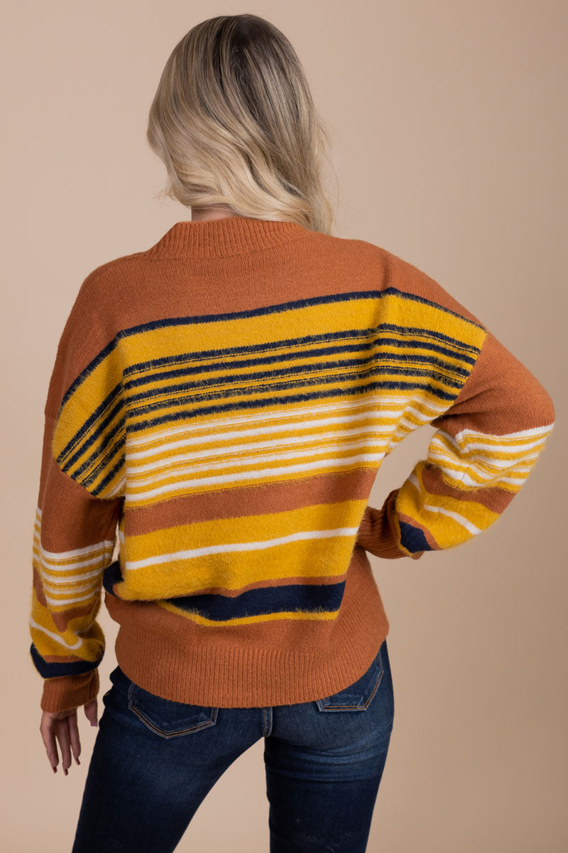 Orange and Yellow Autumn Sweater for Women