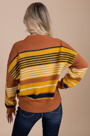 Orange and Yellow Autumn Sweater for Women