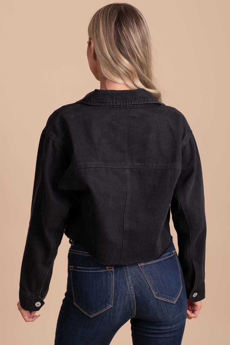 black denim jacket for fall and winter