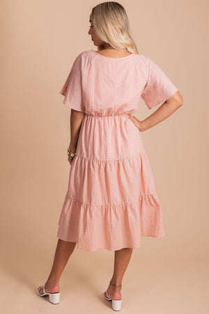 women's pink midi dress