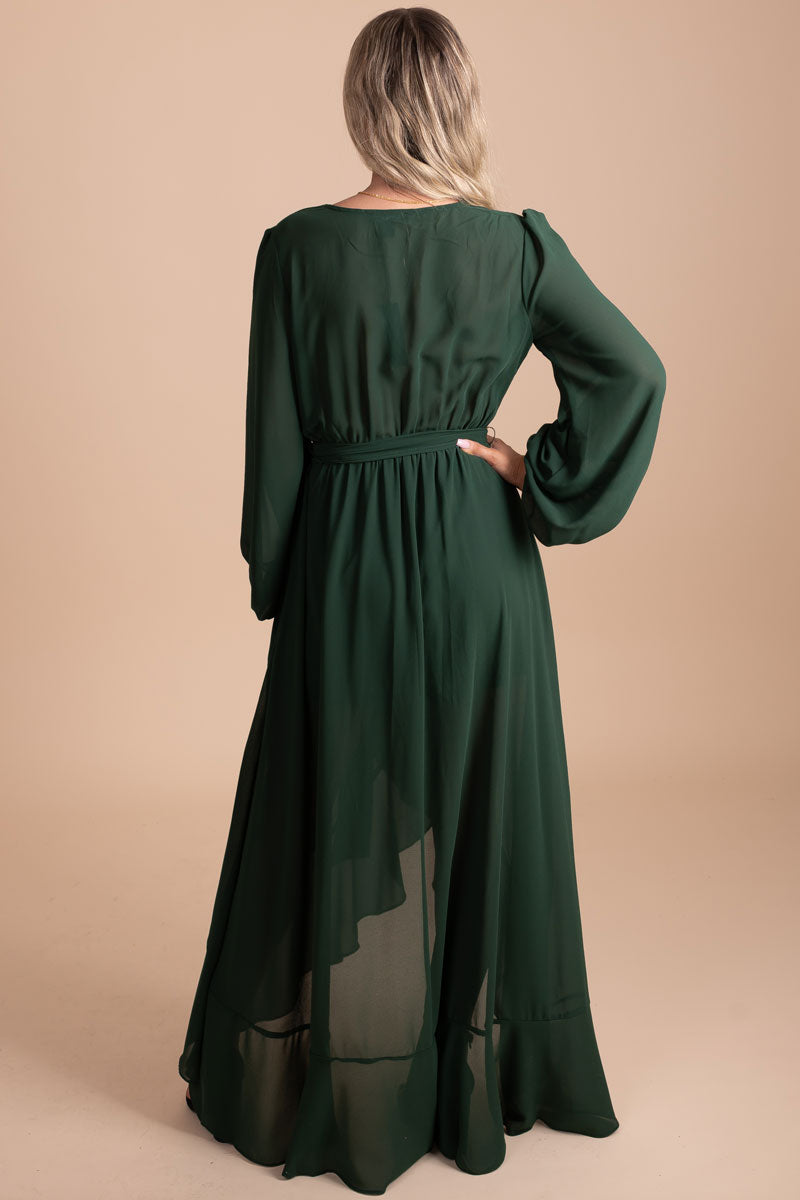 women's boutique dark emerald green bridesmaids dress