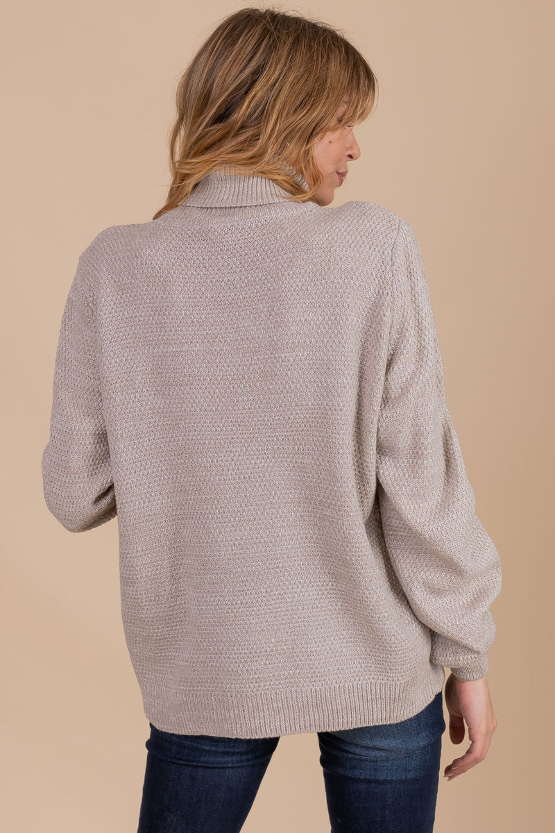 women's cream turtleneck sweater