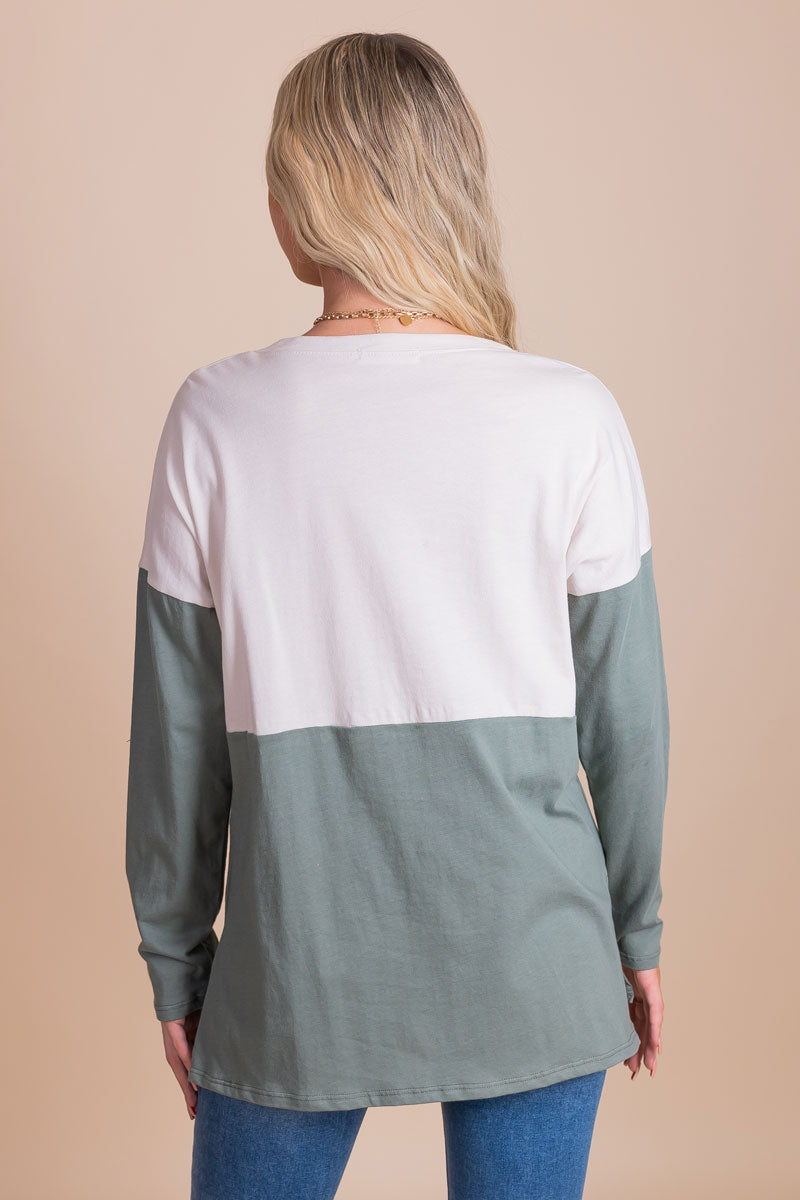 olive green long sleeve top