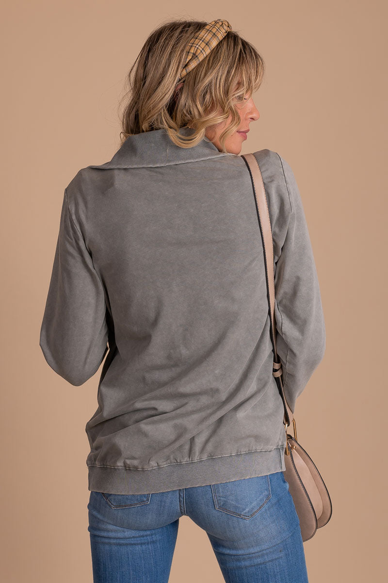 boutique women's light ashy gray olive green jacket