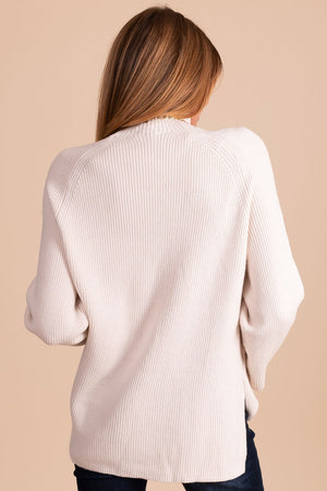 women's white knit sweater