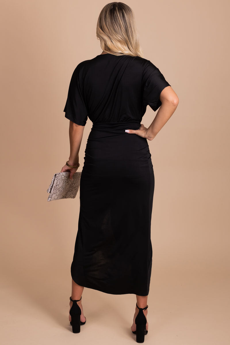 women's black midi dress for fall