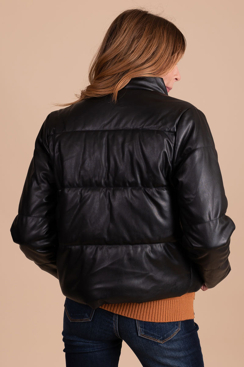 women's faux leather jacket for fall and winter