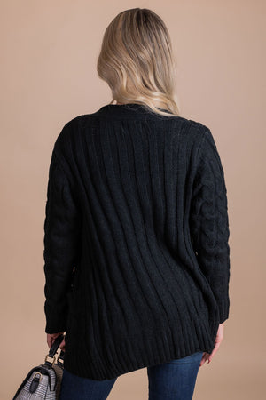 boutique black knit cardigan